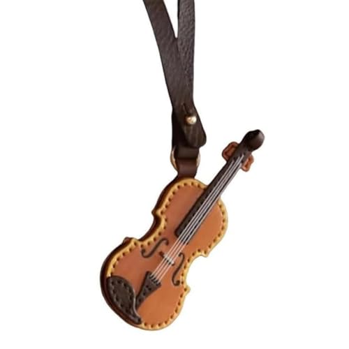 Eeuye Leder-Schlüsselanhänger mit Violine und Cello, Mini-Schlüsselanhänger mit Musikinstrument, Vintage-Leder-Schlüsselanhänger mit Violine, Khaki Eeuye Leder-Schlüsselanhänger mit Violine und Cello, Mini-Schlüsselanhänger mit Musikinstrument, Vintage-Leder-Schlüsselanhänger mit Violine, Khaki von Eeuye