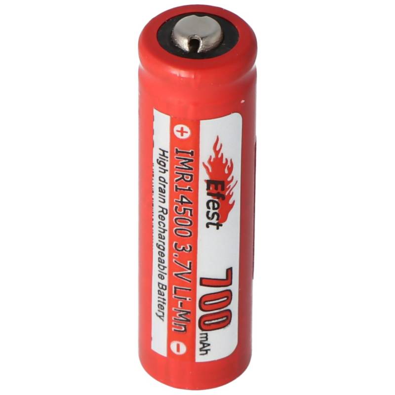 Efest IMR 14500 V2 Akku mit 700mAh 3,7V Li-Ion-Akku Pluspol erhöht, Abmessungen ca. 50,5x14,2mm beachten von Efest