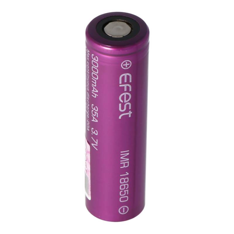 Efest Purple IMR 18650 3000mAh 3,6V - 3,7V min. 2900mAh typ. 3000mAh maximal 35A Stromabgabe (Flat Top) inkl. Akkuschutzbox von Efest