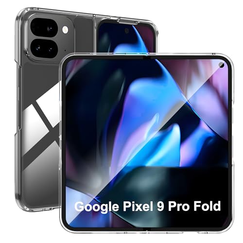 Effcotuo Handyhülle für Google Pixel 9 Pro Fold Ultra Hülle, Starre Kunststoffabdeckung Ultra Thin Cover Stoßfest Case Handyhülle Schutzhülle Shock Absorption passt Hülle - Transparent von Effcotuo