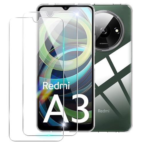 Effcotuo Hülle für Xiaomi Redmi A3 Cover mit 2 Stücke Panzerfolie für Panzerglas Displayschutzfolie Schutzfolie Durchsichtig Handyhülle Transparent Silikon TPU Schutzhülle von Effcotuo