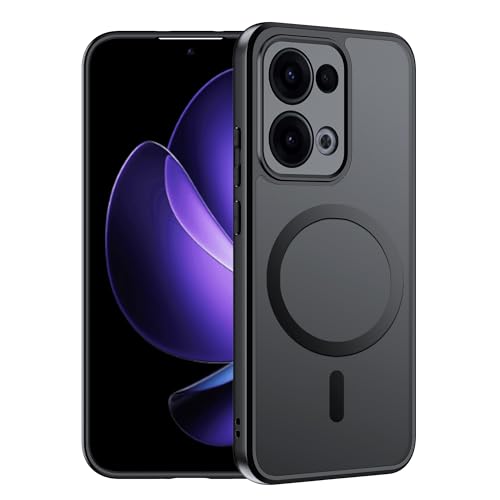 Effcotuo Magnetisch Hülle für Oppo Reno 13 5G Case [Kompatibel mit MagSafe] Vollständiger Kameraschutz, Magnet Handyhülle Case, Stoßfest Dünn Durchscheinende Matt SchutzHülle-Schwarz von Effcotuo