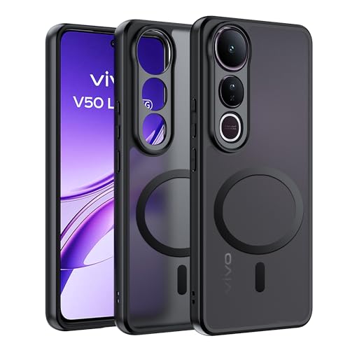 Effcotuo Magnetisch Hülle für VIVO V50 Lite 5G Case [Kompatibel mit MagSafe] Flexibles Silikon + Mattiertes Acryl-Schutzhülle Vollständiger Magnet Durchscheinende Matt Handyhülle Case von Effcotuo