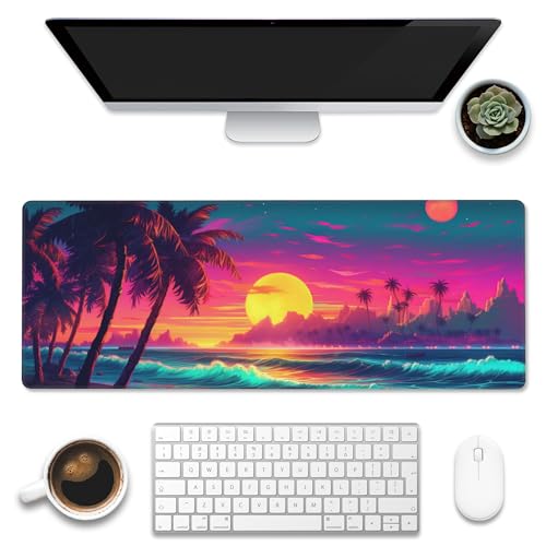 Eflxamz Schreibtischunterlage, Science-Fiction, Strand, Sonnenuntergang, Neondesign, großes Gaming-Mauspad für den Schreibtisch, erweiterte große Computer-Tastatur, Mauspad mit rutschfester Unterseite Eflxamz Schreibtischunterlage, Science-Fiction, Strand, Sonnenuntergang, Neondesign, großes Gaming-Mauspad für den Schreibtisch, erweiterte große Computer-Tastatur, Mauspad mit rutschfester Unterseite von Eflxamz