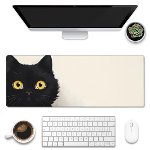 Eflxamz Schreibtischunterlage, schwarze Katze, großes Gaming-Mauspad für den Schreibtisch, erweiterte große Computer-Tastatur, Mauspad mit rutschfester Unterseite und genähtem Rand, 80 x 30 cm Eflxamz Schreibtischunterlage, schwarze Katze, großes Gaming-Mauspad für den Schreibtisch, erweiterte große Computer-Tastatur, Mauspad mit rutschfester Unterseite und genähtem Rand, 80 x 30 cm von Eflxamz