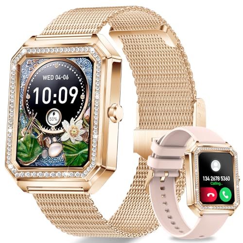 Efolen Smartwatch Damen, 1.59" Fitnessuhr Damen mit Telefonfunktion Herzfrequenz Blutdruck SpO2 Kalorien Smart Watch Schlafüberwachung, Schrittzähler IP68 Wasserdicht für Android iOS,Roségold von Efolen