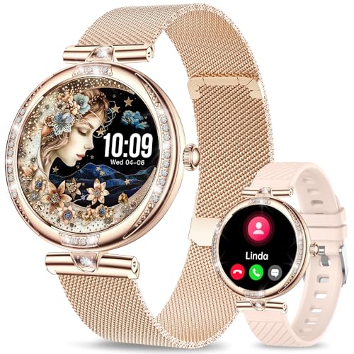 Efolen Smartwatch Damen mit Telefonfunktion,1.19 AMOLED Touchscreen Fitnessuhr Damen mit Pulsmesser SpO2 Schlafmonitor,110+Sportmodi Fitness Tracker,IP68 wasserdichte Sport Armbanduhr für Android iOS von Efolen
