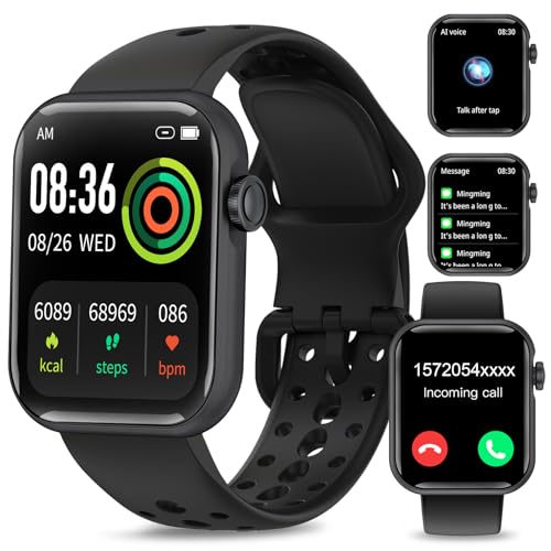 Smartwatch Herren Damen, 1.83"HD Touch Fitnessuhr mit Telefonfunktion, Smart Watch Fitness Tracker mit Pulsmesser Schlafmonitor Schrittzähler, 110+Sportmodi Wasserdicht Sportuhr für iOS Android Black von Efolen