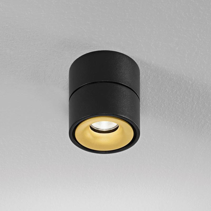 Egger DLS Deckenspot Clippo, dim-to-warm, schwarz/gold von Egger Licht