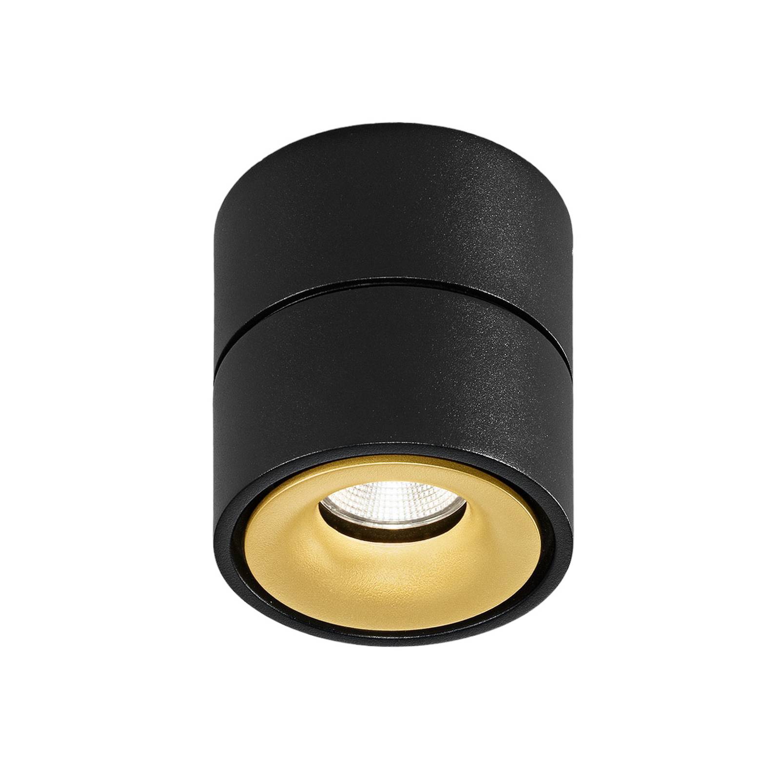 Egger Clippo LED-Deckenspot, schwarz-gold, 2.700K von Egger Licht