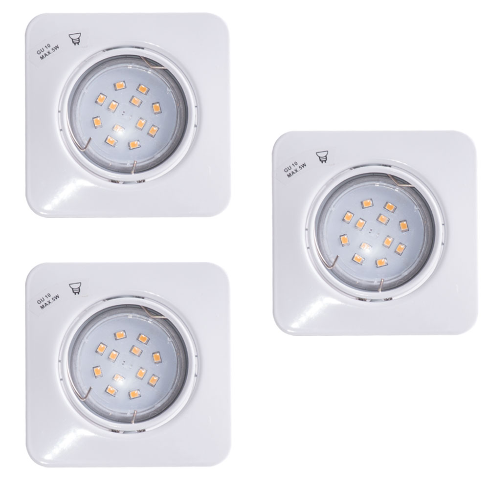 3er Set LED Einbauspots, schwenkbar, weiß, L 8,5 cm von Eglo
