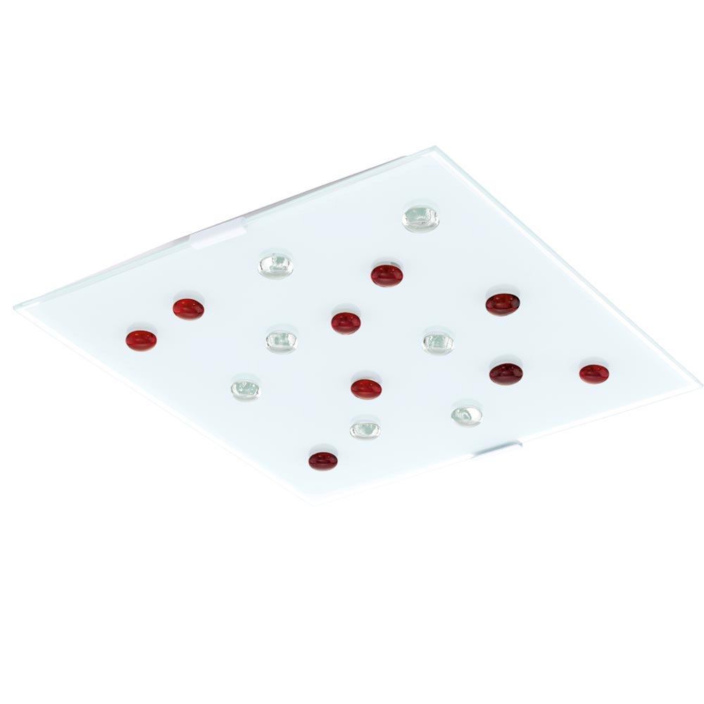 Design LED Deckenleuchte mit roten Glassteinen SANTIAGO 1 von Eglo