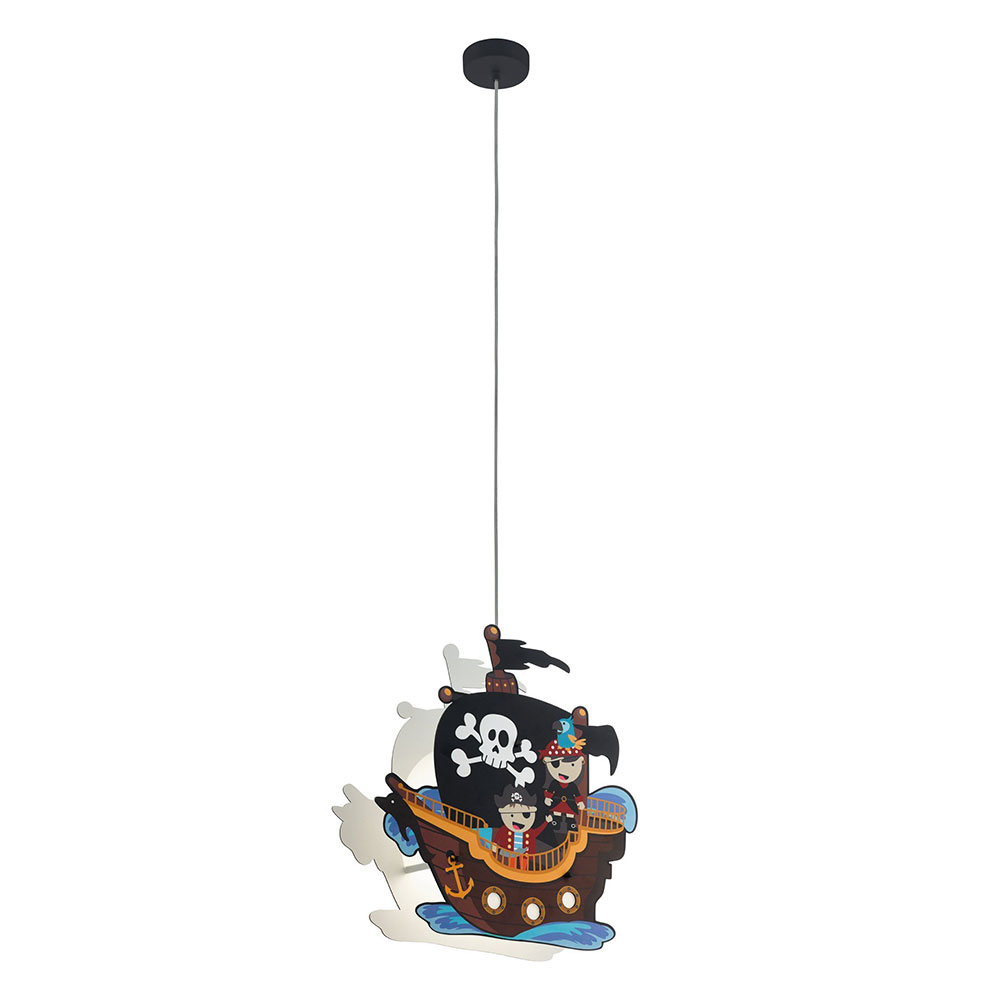 Hängeleuchte, Holz, Piratenschiff, bunt, H 110 cm von Eglo