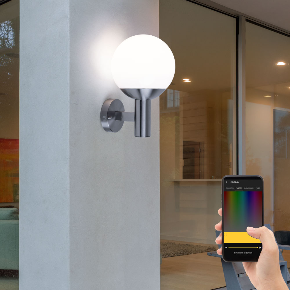 LED Außenwandlampe, Smart Home, Edelstahl, H 31,5 cm von Eglo