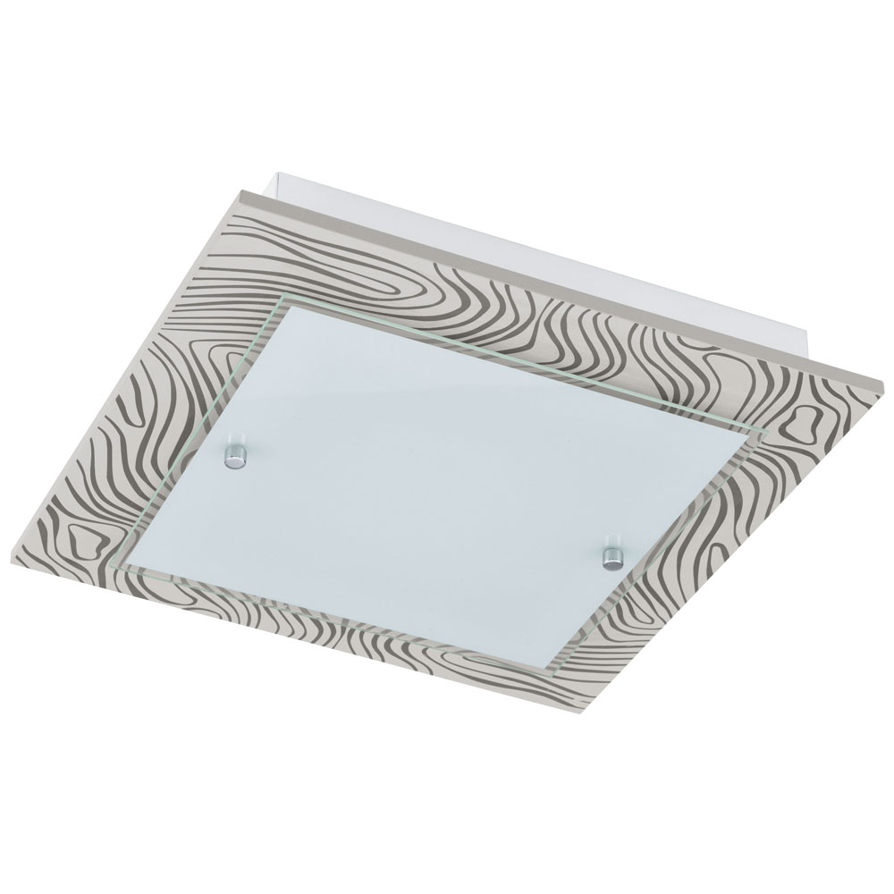 LED Deckenleuchte, Glas gemustert, weiß, braun, L 38cm von Eglo