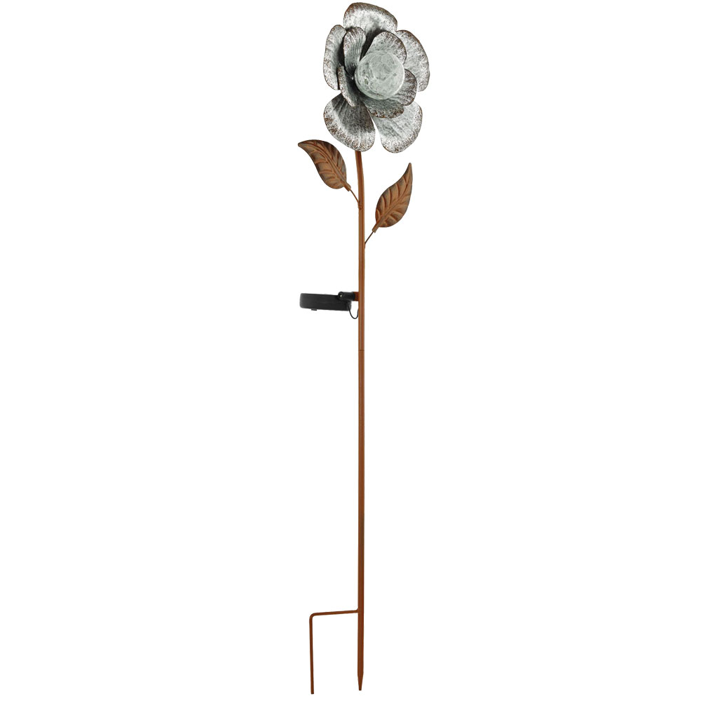 LED Solar-Steckleuchte, Blumen, silber, H 75 cm von Eglo