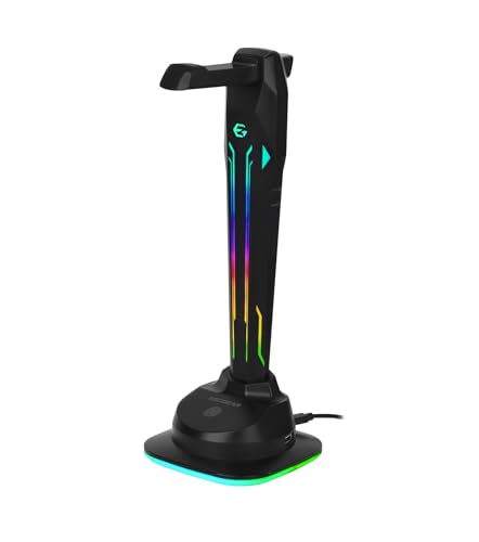 EgoGear - SAC1 - Universelle Gaming-Headsethalterung - 4 USB 2.0-Anschlüsse - 6-in-1 RGB Touch-Beleuchtung - rutschfeste Gummibasis von EgoGear