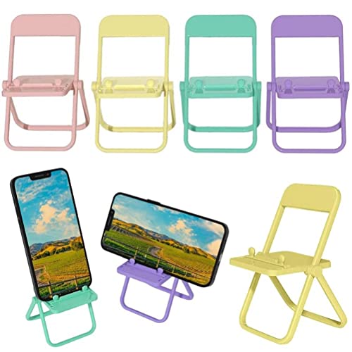 Egujiwa Stuhl-Telefonhalter, 5 Stück, bonbonfarben, mehrere Winkel, Mini-Klappstuhl, Handy-Ständer, kompatibel mit den meisten Smartphones (A) von Egujiwa