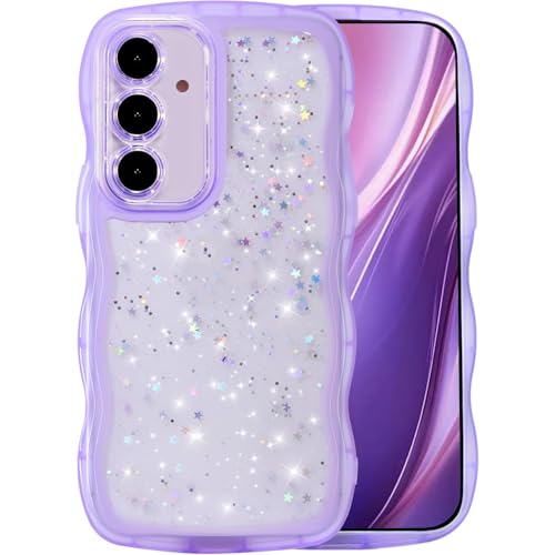 Eherui Handyhülle für Samsung Galaxy S25/Samsung Galaxy S24, Transparent Wellen Lockige Hülle mit Sternen-Glitzer,stoßfest Weiche Schutzhülle Girls Silikon TPU Case für Samsung S25/S24 5G,Lila Eherui Handyhülle für Samsung Galaxy S25/Samsung Galaxy S24, Transparent Wellen Lockige Hülle mit Sternen-Glitzer,stoßfest Weiche Schutzhülle Girls Silikon TPU Case für Samsung S25/S24 5G,Lila von Eherui