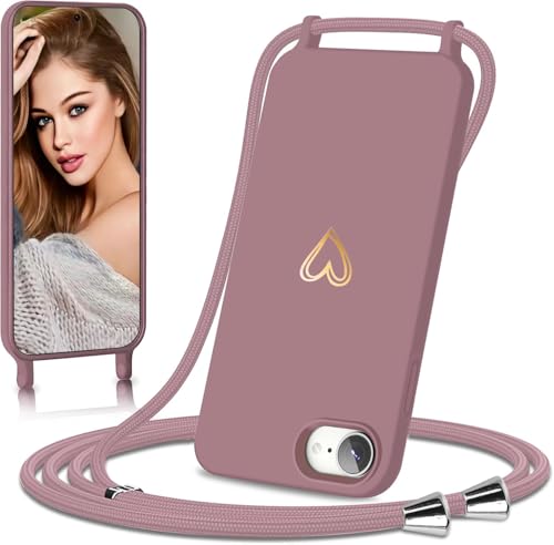 Eherui Handykette für iPhone 16e Hülle mit Band,Design Gold Herz,Dünn Stoßfeste SchutzHülle,mit Abnehmbar Kordel zum Umhängen Liquid Silikon Case Handyhülle für iPhone 16e,Rosa Eherui Handykette für iPhone 16e Hülle mit Band,Design Gold Herz,Dünn Stoßfeste SchutzHülle,mit Abnehmbar Kordel zum Umhängen Liquid Silikon Case Handyhülle für iPhone 16e,Rosa von Eherui