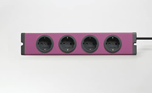 BODO Design Auminium Steckdosenleiste, 4-fach, lackiert in der Trendfarbe Red Berry, 1,5 m Zuleitung von Ehmann