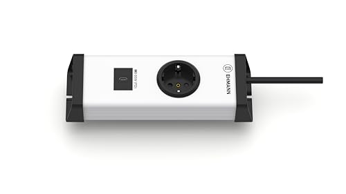 EHMANN 0200x0n012301 Multilader Steckdosenleiste, 1-Fach + 1x USB-C 65W Schnelllader, 1,5 m Zuleitung von Ehmann