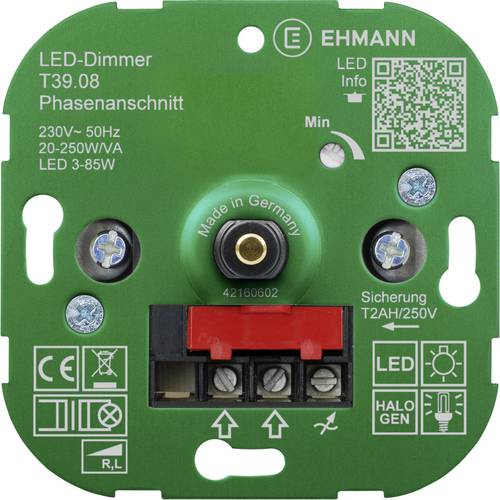 Ehmann 3900x0800 Unterputz Dimmer Geeignet für Leuchtmittel: LED-Lampe, Energiesparlampe, Halogenla von Ehmann