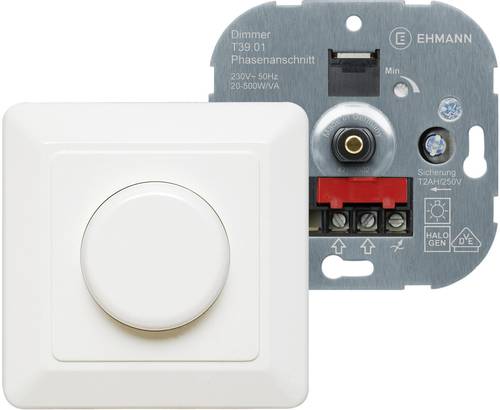 Ehmann 3960c0120 Unterputz Dimmer Geeignet für Leuchtmittel: Glühlampe, Halogenlampe Reinweiß von Ehmann