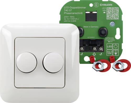 Ehmann 4260c0701 Unterputz Dimmer Geeignet für Leuchtmittel: LED-Lampe, Glühlampe, Halogenlampe Weiß von Ehmann