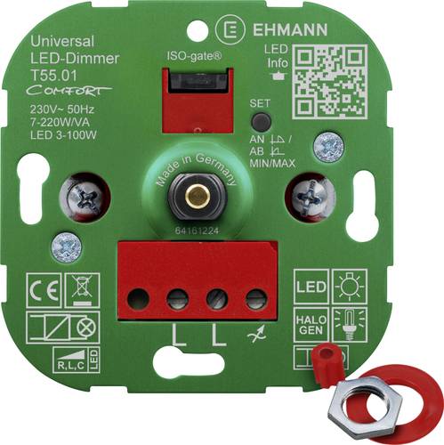 Ehmann 5500x0100 Drehdimmer Geeignet für Leuchtmittel: LED-Lampe, Halogenlampe, Glühlampe Ehmann 5500x0100 Drehdimmer Geeignet für Leuchtmittel: LED-Lampe, Halogenlampe, Glühlampe von Ehmann