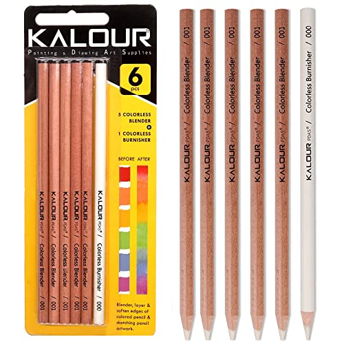 EiDevo Farblose Blender und Burnisher Bleistifte Set, Nicht Pigmentiert, Wachs-basierte Bleistift, Perfekt für Blending Softening Kanten, Ideal für Farbige Bleistifte von EiDevo