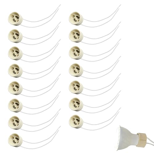 15 Stück GU10 Lampenfassungen, Lampenfassung, Anschluss aus Creamik-Basis mit 15 cm hochwertigen Silikonkabeln, Keramik-Fassungen für LED und Halogenlampen GU10 15 Stück GU10 Lampenfassungen, Lampenfassung, Anschluss aus Creamik-Basis mit 15 cm hochwertigen Silikonkabeln, Keramik-Fassungen für LED und Halogenlampen GU10 von Eiaigky