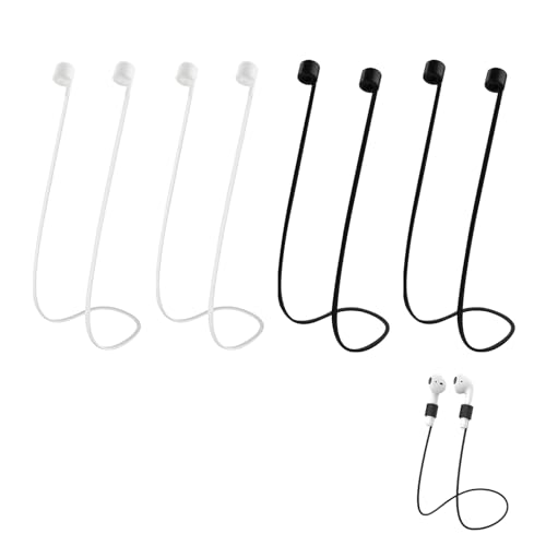 4 Stück Umhängebänder für Airpods, Anti-Verlust, aus Silikon, kompatibel mit AirPods Pro/2/1, Nackenband für kabellose Kopfhörer, AirPod-Zubehör für Outdoor-Aktivitäten 4 Stück Umhängebänder für Airpods, Anti-Verlust, aus Silikon, kompatibel mit AirPods Pro/2/1, Nackenband für kabellose Kopfhörer, AirPod-Zubehör für Outdoor-Aktivitäten von Eiaigky