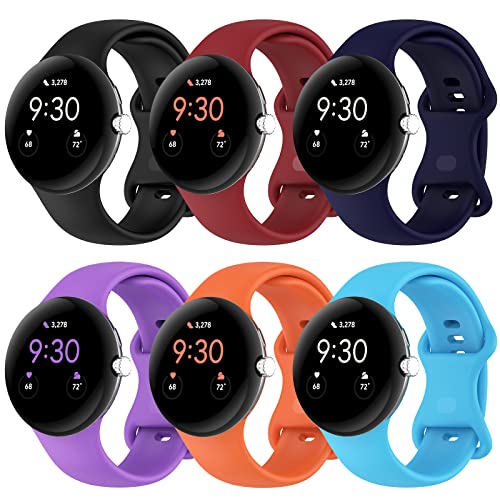 Eiavike Armband kompatibel mit Google Pixel Watch, weiches Silikon, Sport-Uhrenarmband, Ersatz-Uhrenarmband für Google Pixel Watch, Smartwatch-Zubehör (groß, 6 - Schwarz/Rot/Marineblau) von Eiavike