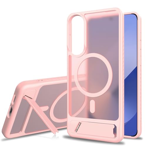 Eiavike Handyhülle für Samsung Galaxy S25 Edge 16,6 cm (6,65 Zoll), magnetische Schutzhülle für Magsafe mit Ständer, durchscheinende matte Rückseite, schlanke Stoßfängerabdeckung (Mädchen, Rosa) von Eiavike