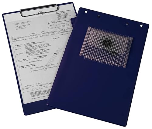 Auftragstasche "Klemmfix" mit Blockklammer, DIN A4, inkl. Blockklemme, mit Schlüsselfach, verschweißter Klettverschluss, blau (1 VE = 10 Stück) von Eichner