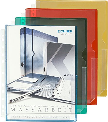 Dehnfaltentasche DIN A4 grün aus PVC, oben offen und seitlich halboffen, inklusive Abheftrand mit Eurolochung, VE 10 Stück von Eichner