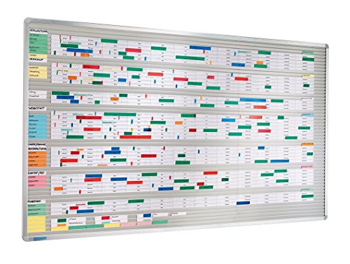 Streifenstecktafel "Visiplan" zur übersichtlichen Darstellung diverser Planungsaufgaben wie Maschinenbelegung, Personalplanung, Dienstplaneinteilung, aus drei Schienenanzahlen wählbar, Breite immer 100 cm von Eichner