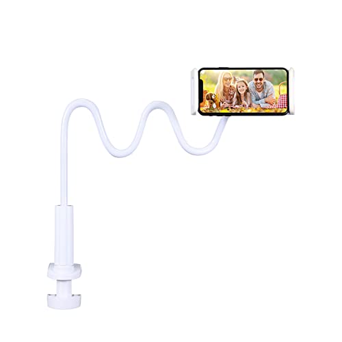 EightSpace Halter für Bett Schwanenhals Handy Halterung 360° Drehen,Flexible Arm verstellbare Handyhalterung Bett für iPhone 13 Pro, 12 11 Pro XS Max Samsung S10 S9 S8, 4-6,5 Zoll Smartphone (weiß) von EightSpace