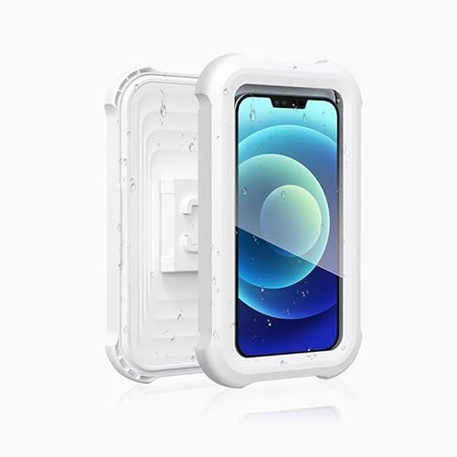 EightSpace Handyhalterung Dusche, Wandhalterung Handy Ständer,480°Drehbar Wasserdichter und Anti-Nebel High-Definition Touchscreen Telefonhalter, geeignet für Smartphones unter 7 Zoll(Weiß) von EightSpace