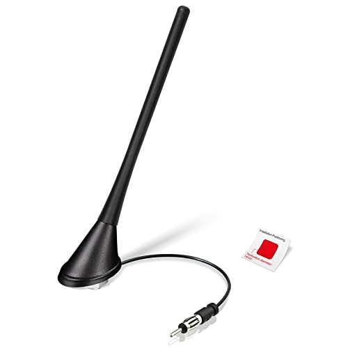 Eightwood AM/FM Autoantenne mit Verstärker Antenne Auto FM 17.5cm Dachantenne Autoantenne Autoradio Antenne Amplifier mit DIN Adapter 15CM Kabel von Eightwood