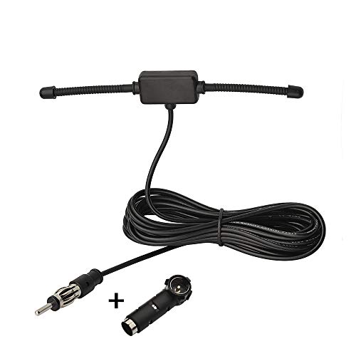 Eightwood Autoradio Antenne FM Car Radio Antenne Radio Patch Windschutzscheiben Paste Antenne FM 300cm Kabel + DIN Buchse 41585 auf ISO Adapter für Autos Radios LKWs Universal MEHRWEG von Eightwood