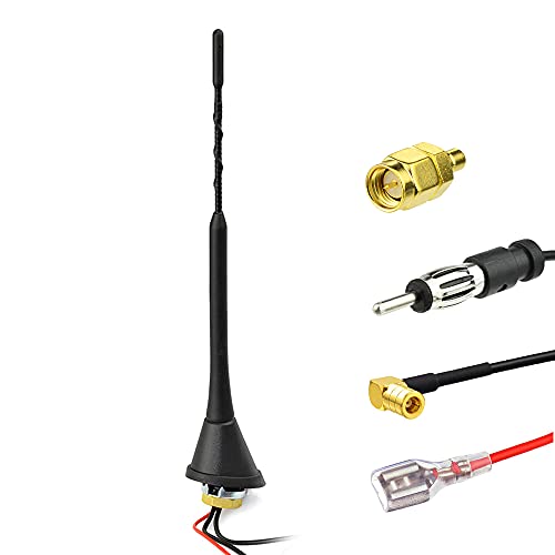 Eightwood DAB Antenne Autoantenne Splitter Verstärker SMB auf DIN-Anschluss Universal Dach DAB Antenne 5M 16.4ft Kabel für FM Radio DAB Autoradio Pioneer Alpine MEHRWEG von Eightwood