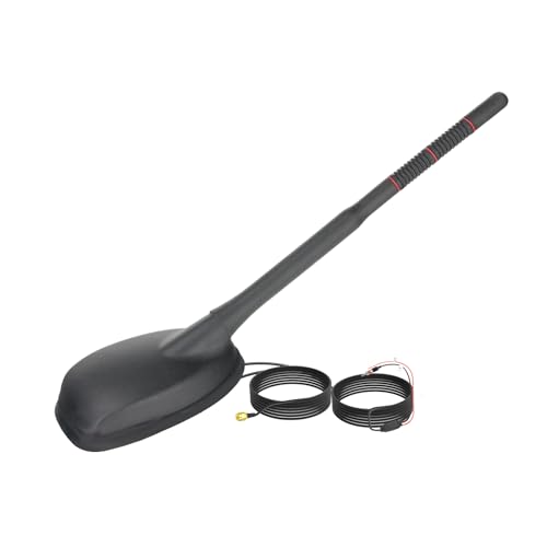 Eightwood FM/AM GPS Dachantenne Auto Radio Antenne Aktive Autoantenne mit Verstärker Auto Radio Amplifier 5M Verlängerung Kabel für Pioneer Blaupunkt Pioneer Clarion Alpine Digital Tuner von Eightwood