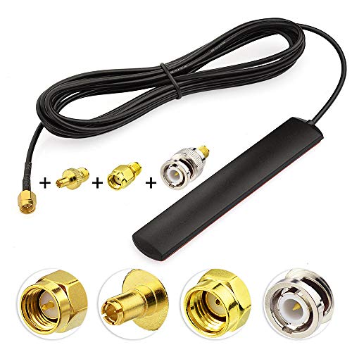 Eightwood 4G LTE Antenne GSM Antenne 3dBi SMA Stecker Glashalterung + 3 Adapter SMA auf BNC / TS9 / RP-SMA Adapter für GSM 2G 3G 4G LTE Router Wirelees Hotspot von Eightwood