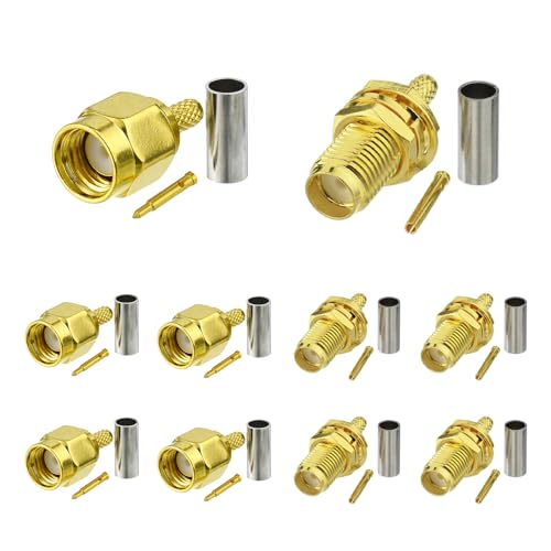 Eightwood SMA Crimp Set SMA Stecker SMA Buchse Crimp Stecker Set SMA Kabel Stecker Einbau 10Pcs für RG316 RG174 RG188 LMR100 Low Loss Koaxialkabel Pigtail von Eightwood