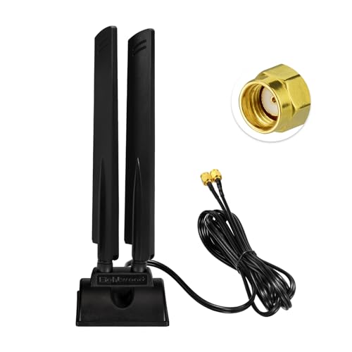 Eightwood Tri Band WiFi 6E Antenne RP-SMA WLAN Antenne PC Magnetfuß mit 200 cm Verlängerungskabel für PC Bluetooth Mainboard Router Wi-Fi Kamera PCI Karte usw. von Eightwood