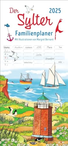 Der Sylter Familienplaner 2025 - Margret Bernard: Familienkalender mit 5 Spalten. Liebevoll illustrierter Familien-Wandkalender mit Schulferien. Sylt-Kalender 2025. (Familienplaner Eiland) von Eiland