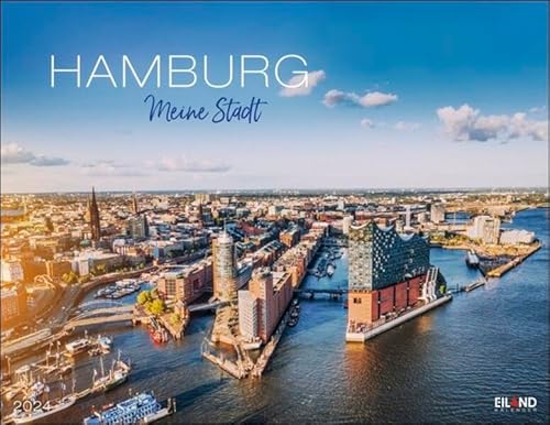 Hamburg Kalender 2024. Reise-Wandkalender mit 12 atemberaubenden Fotografien der Hansestadt. Städte-Kalender 2024 zum Aufhängen. 44 x 34 cm. Querformat. von Eiland