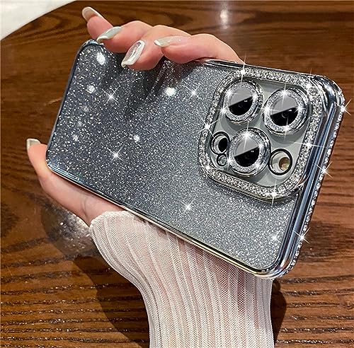 Einaily Glitzer Handyhülle für iPhone 15 Pro Hülle, Cover Silikon Bling Rhinestone Kratzfest Schutzhülle für Mädchen, Stoßfeste Kameraschutz Bumper Case Handyhülle für iPhone 15 Pro, Gradient Silber Einaily Glitzer Handyhülle für iPhone 15 Pro Hülle, Cover Silikon Bling Rhinestone Kratzfest Schutzhülle für Mädchen, Stoßfeste Kameraschutz Bumper Case Handyhülle für iPhone 15 Pro, Gradient Silber von Einaily